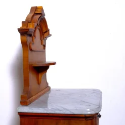 Antique Bedside Tables with Marble Backsplashes and Bases, Late 19th Century, Set of 2