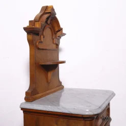 Antique Bedside Tables with Marble Backsplashes and Bases, Late 19th Century, Set of 2