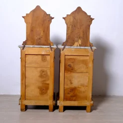 Antique Bedside Tables with Marble Backsplashes and Bases, Late 19th Century, Set of 2