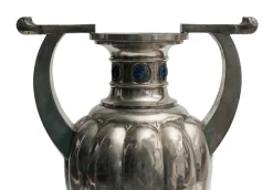 Antique Silver Fluted 800 Vases by Bellotto, Italy, Set of 2