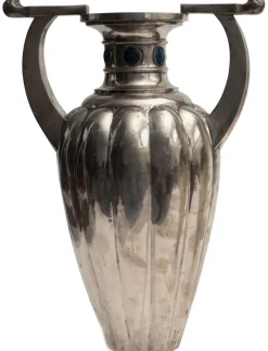 Antique Silver Fluted 800 Vases by Bellotto, Italy, Set of 2