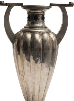 Antique Silver Fluted 800 Vases by Bellotto, Italy, Set of 2