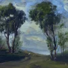 Antonio Asturi, Landschaft in Sorrento, 1950er, Öl auf Karton, Gerahmt