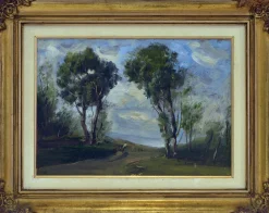Antonio Asturi, Landschaft in Sorrento, 1950er, Öl auf Karton, Gerahmt