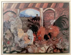 Antonio Ligabue, Lotta di Galli, 1979, Pigmentdruck