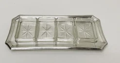 Aperitif Servierschale aus Silberplatte & geschliffenem Glas von Arthur Krupp für Berndorf, 1940er