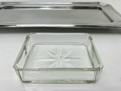 Aperitif Servierschale aus Silberplatte & geschliffenem Glas von Arthur Krupp für Berndorf, 1940er