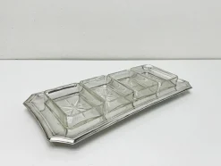 Aperitif Servierschale aus Silberplatte & geschliffenem Glas von Arthur Krupp für Berndorf, 1940er