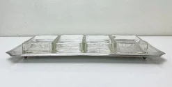 Aperitif Servierschale aus Silberplatte & geschliffenem Glas von Arthur Krupp für Berndorf, 1940er
