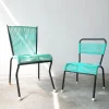 Aquamaringrüne Vintage Schnürsenkel aus schwarzem PVC und schwarzem Metallgestell, 1970er