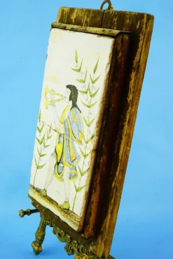 Archaische Tafel aus Keramikfliesen mit Holzgestell von Viterbo Tuscia, 1920er, Keramik