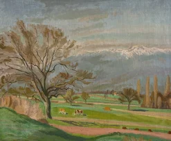 Armand Cacheux, Campagne et vaches dans le champ, Öl auf Leinwand