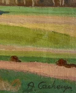Armand Cacheux, Campagne et vaches dans le champ, Öl auf Leinwand