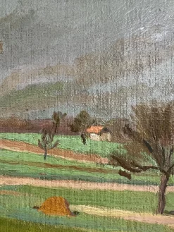 Armand Cacheux, Campagne et vaches dans le champ, Öl auf Leinwand