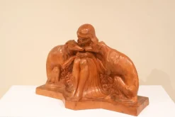 Armand Godard, Art Deco Jugend mit Windhunden, 1930, Terrakotta