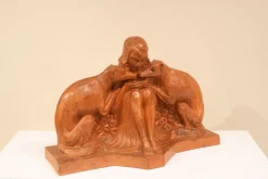 Armand Godard, Art Deco Jugend mit Windhunden, 1930, Terrakotta