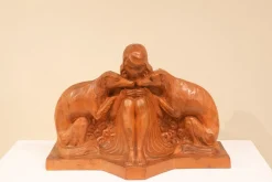 Armand Godard, Art Deco Jugend mit Windhunden, 1930, Terrakotta