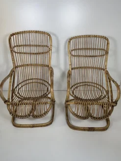 Armlehnstühle aus Korbgeflecht, 1960er, 2er Set