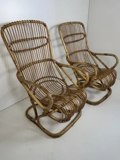 Armlehnstühle aus Korbgeflecht, 1960er, 2er Set