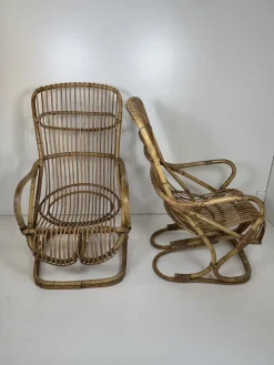 Armlehnstühle aus Korbgeflecht, 1960er, 2er Set