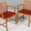 Armlehnstühle aus Ulmenholz, Schilfrohr und Leder von Ditte Heath für Søren Horn, 1960er, 2er Set