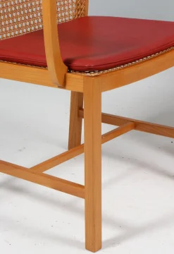 Armlehnstühle aus Ulmenholz, Schilfrohr und Leder von Ditte Heath für Søren Horn, 1960er, 2er Set