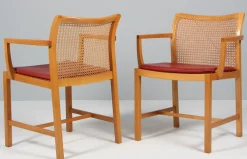 Armlehnstühle aus Ulmenholz, Schilfrohr und Leder von Ditte Heath für Søren Horn, 1960er, 2er Set