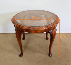 Armlehnstühle und Chippendale Tisch aus massiver Buche, 1950er, 3er Set