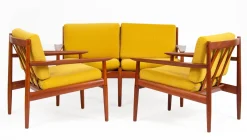 Arne Vodder zugeschriebenes dänisches Teak Sofa und Sessel für Glostrup Furniture Factory, 1960er, 3er Set