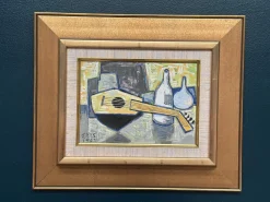 Arnold Eres, Stilleben mit Laute, 1950er, Öl auf Holz, gerahmt