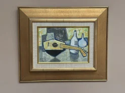 Arnold Eres, Stilleben mit Laute, 1950er, Öl auf Holz, gerahmt