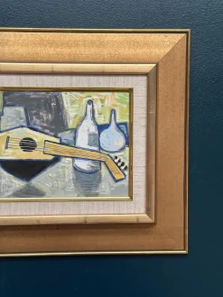 Arnold Eres, Stilleben mit Laute, 1950er, Öl auf Holz, gerahmt