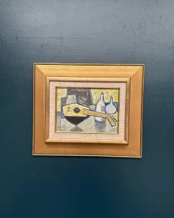 Arnold Eres, Stilleben mit Laute, 1950er, Öl auf Holz, gerahmt