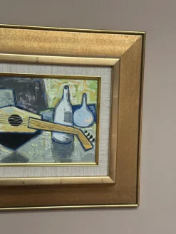 Arnold Eres, Stilleben mit Laute, 1950er, Öl auf Holz, gerahmt