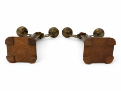 Art Deco Amsterdamer Schule Kerzenhalter aus Eiche & Messing, 1920er, 2er Set
