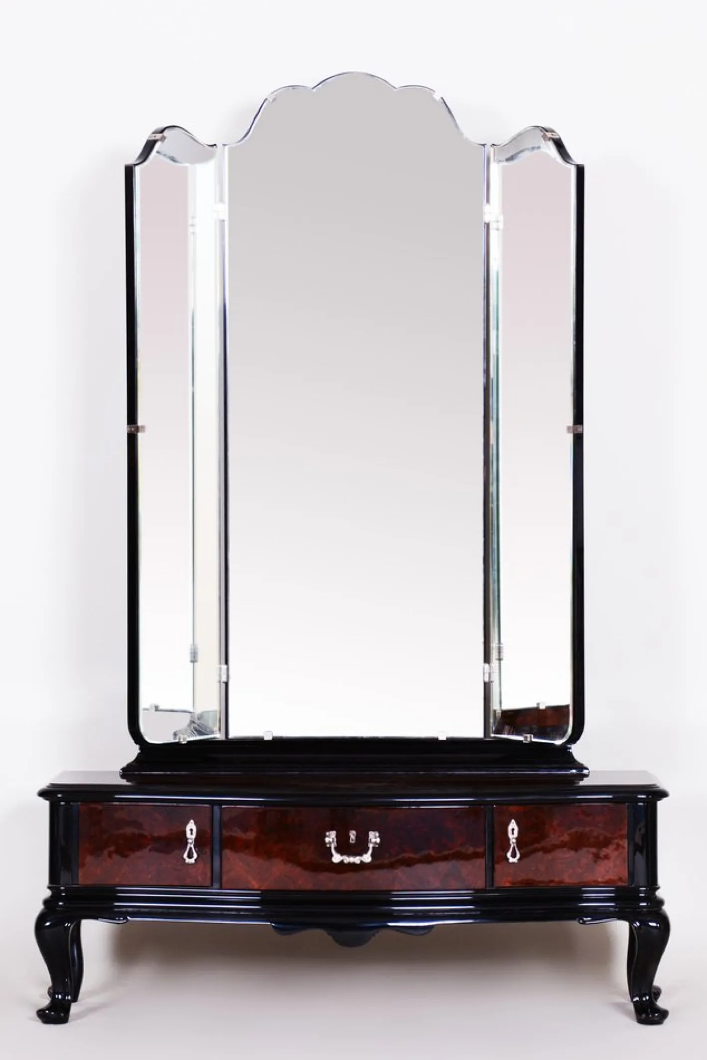 Art Deco Ankleidespiegel aus Nussholz, 1920er