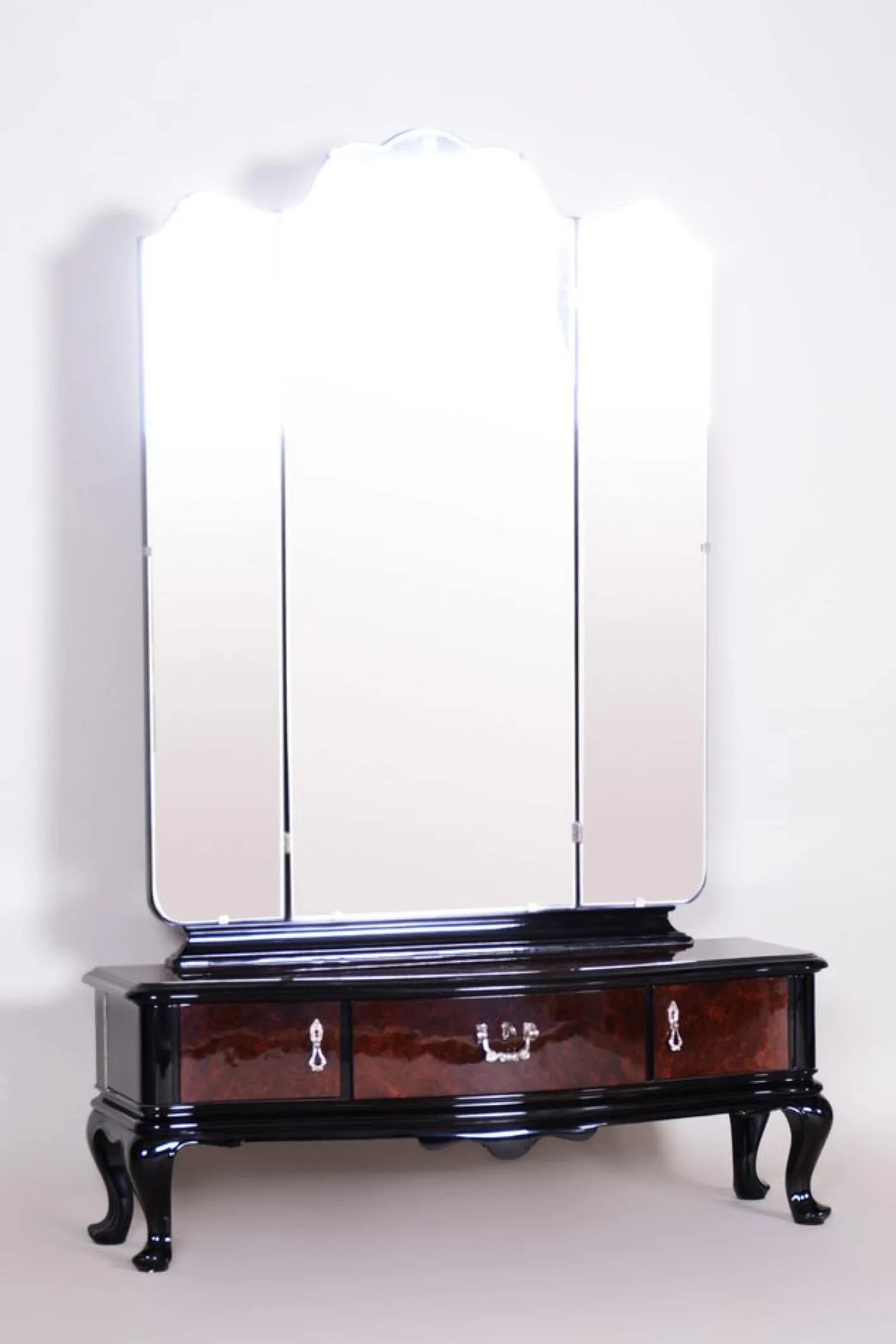 Art Deco Ankleidespiegel aus Nussholz, 1920er