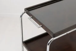 Art Deco Barwagen mit Tabletts aus dunklem Holz