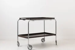 Art Deco Barwagen mit Tabletts aus dunklem Holz