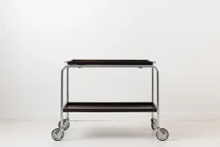 Art Deco Barwagen mit Tabletts aus dunklem Holz