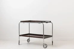 Art Deco Barwagen mit Tabletts aus dunklem Holz