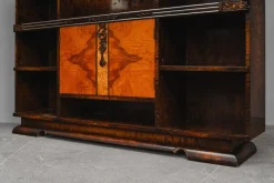 Art Deco Bücherregal mit Sekretär aus Birke & Nussholz