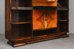 Art Deco Bücherregal mit Sekretär aus Birke & Nussholz