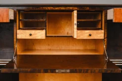 Art Deco Bücherregal mit Sekretär aus Birke & Nussholz