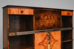 Art Deco Bücherregal mit Sekretär aus Birke & Nussholz