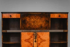 Art Deco Bücherregal mit Sekretär aus Birke & Nussholz