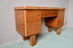 Art Deco Boudoir Frisiertisch aus Ulmenholz & Messing, 1930er