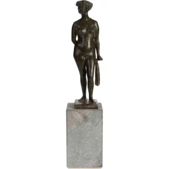 Art Deco Bronzeskulptur auf Steinsockel, 1930