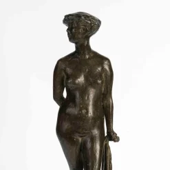 Art Deco Bronzeskulptur auf Steinsockel, 1930
