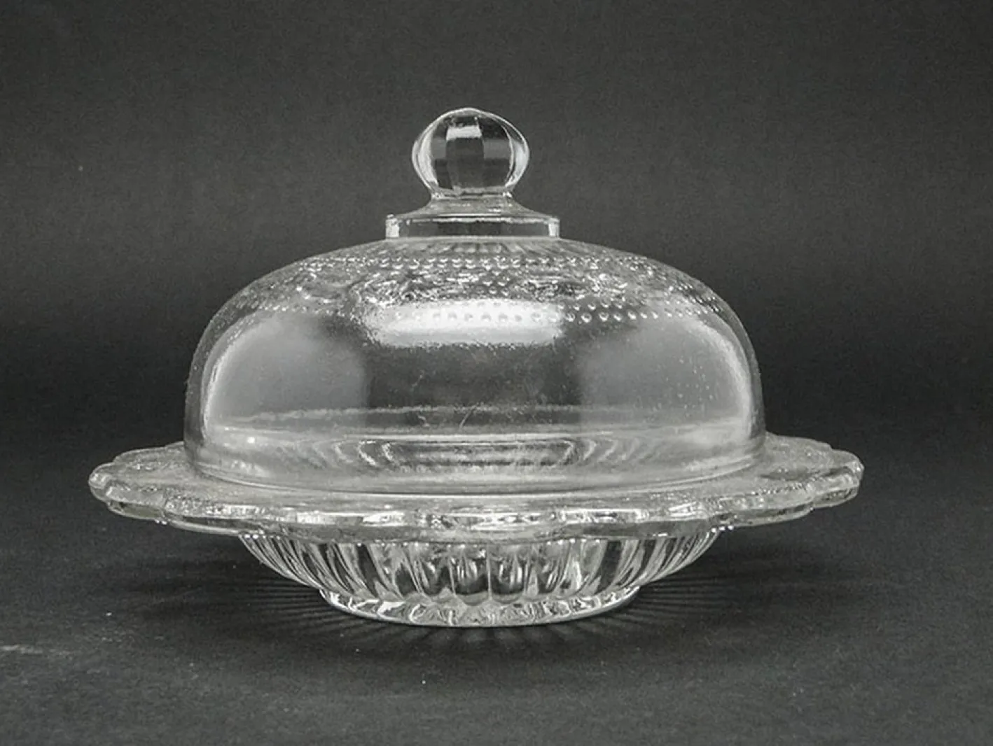 Art Deco Butterdose von Krosno Glassworks, Polen, 1930er